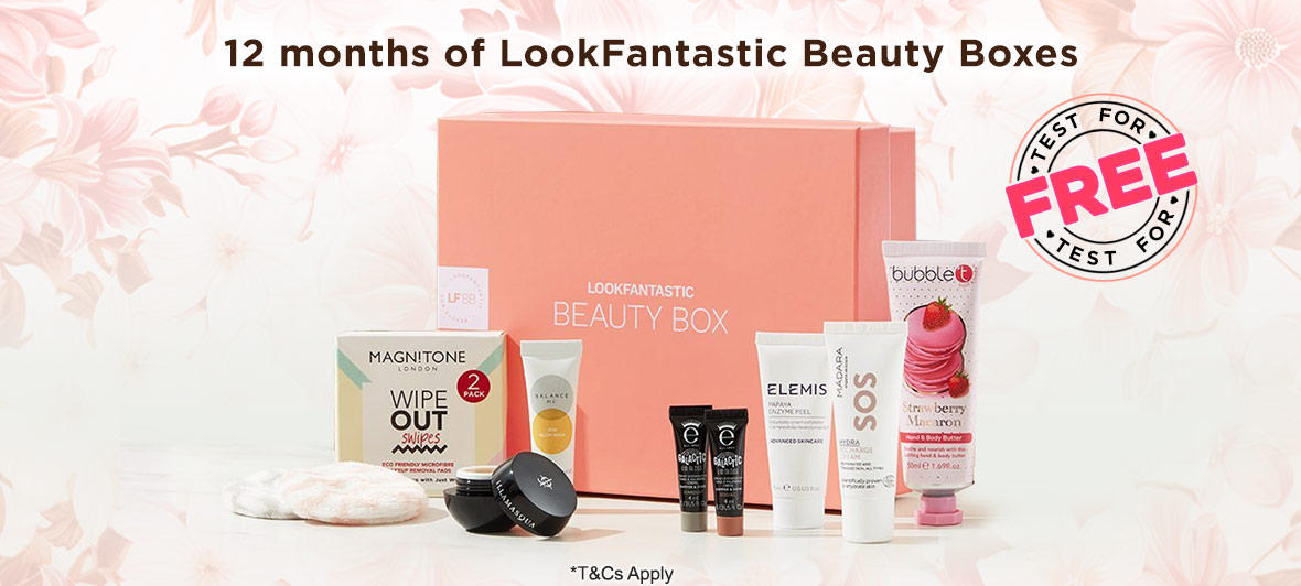 12 months of LookFantastic Beauty Boxes to test for FREE